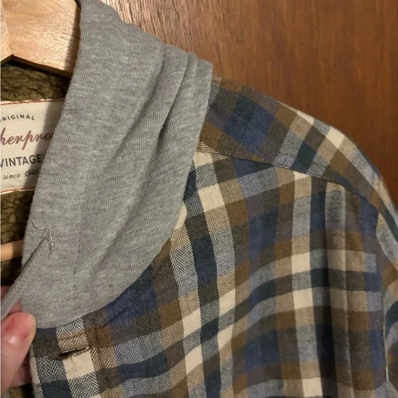 Weatherproof Mens Hooded Sherpa Lined Soft Brushed Plaid Shirt Jacket - Picture 3 of 8